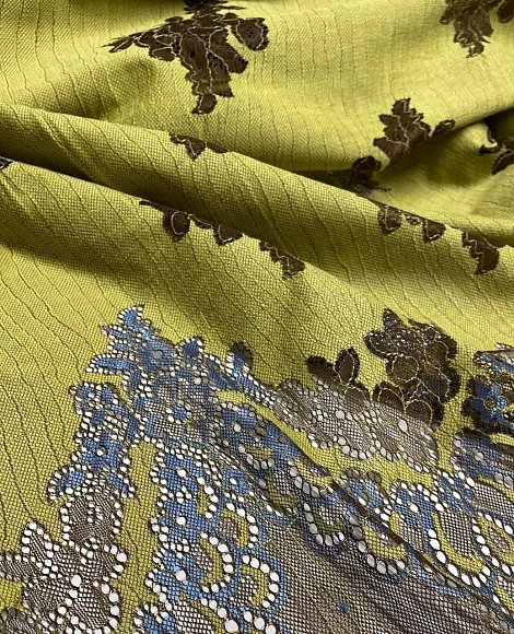 Кружево СКИДКА купон зелен\синий